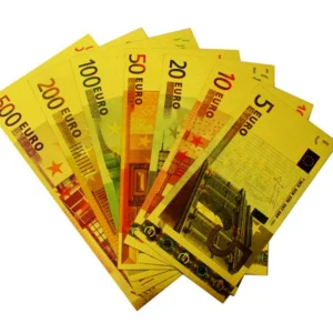 7 Pieces of EURO Gold Foil Prop Money Novelty Notes Banknotes Set
