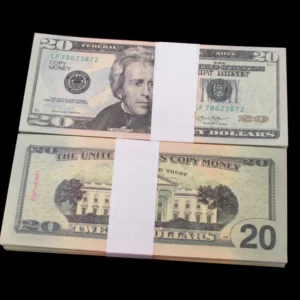 100x $20 Copy Money Full Print Bills Stack Movie Prop Banknotes