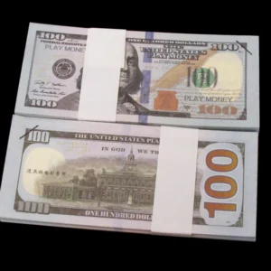 100x $100 Play Money Full Print Bills Stack Movie Prop Banknotes